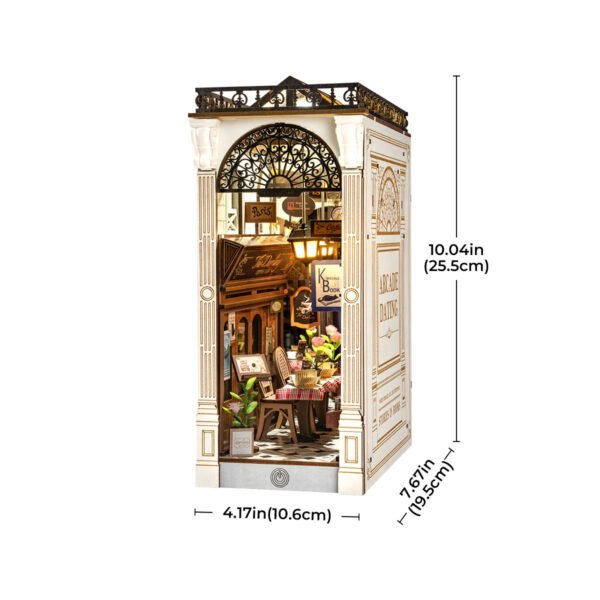 ROBOTIME DIY Book Nook Kit - Arcade Dating Scene With Dust Cover, 3D Wooden Miniature Dollhouse Puzzle, Creative Bookend Bookshelf Decor, Unique Gift For Adults - Image 3